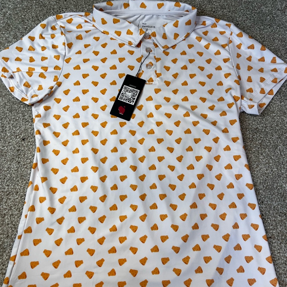 NEW! Women’s Old Fashioned Cheese Golf Shirt- Large- Unique- Funny
